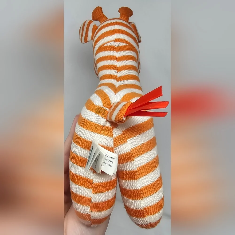 Jellycat Striped Orange White Geoffery Giraffe Soft Baby Chime Rattle Toy 9 in - Picture 9 of 13